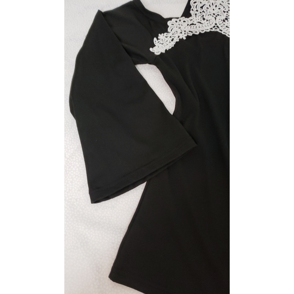 Hua Lan Black Cold Shoulder Top With Lace Sz Xl - Picture 5 of 5